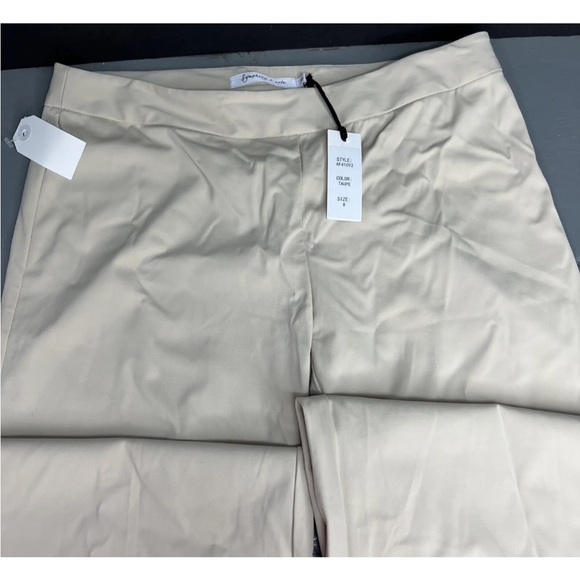 Symphony & Note Womens Side Zip Pull on Flared Leg Mid Rise Pants Taupe Sz 8 NWT - Picture 2 of 9